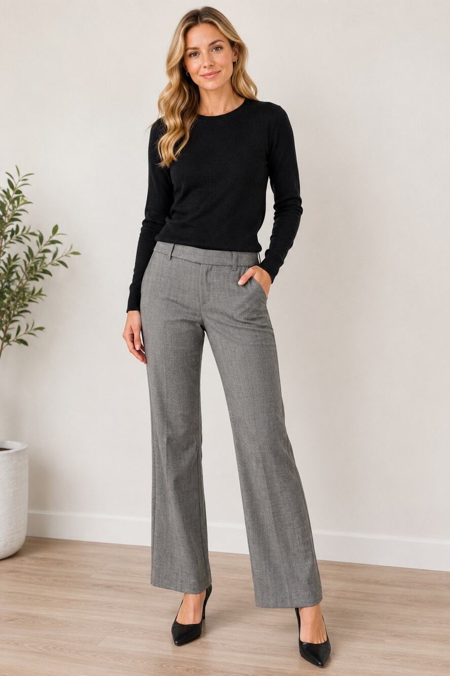 Gap Stretch Wool Blend Dress Pants Gray Size 6R Flat Front Career Trouser